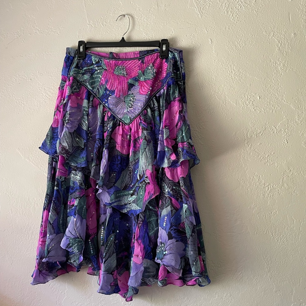 Vintage Floral Sequin Skirt